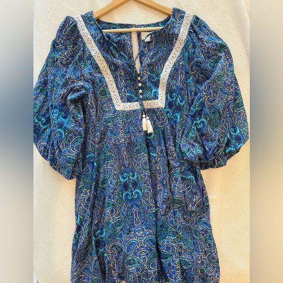 Anthropologie Lissa Romper Teal and Navy Paisley romper - Picture 7 of 7